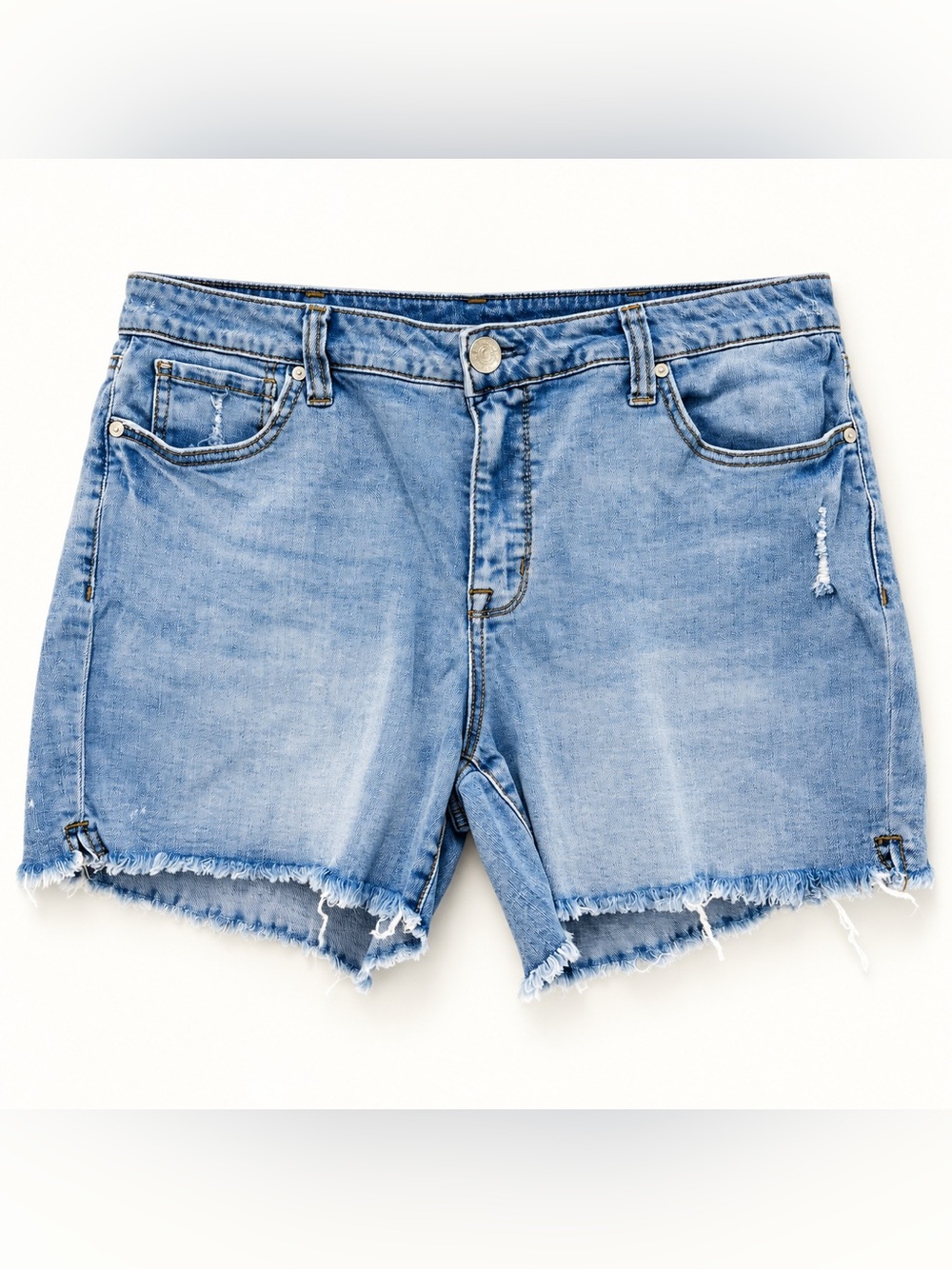 Seven7 Light Blue Denim Frayed Hem Shorts